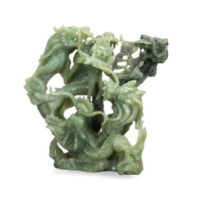 CHINESE SERPENTINE STONE DRAGON SCULPTURE
