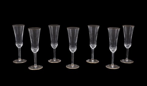 SET OF 7 ST. LOUIS 'APOLLO GOLD' CHAMPAGNE FLUTES