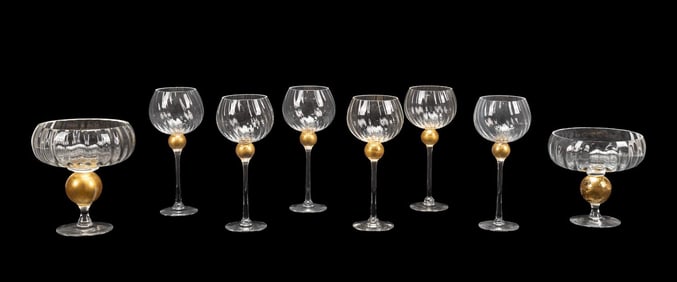 8 PIECES OF UNION STREET 'MANHATTAN GOLD' STEMWARE
