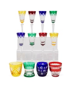 SET OF 12 FABERGE CASED CRYSTAL STEM AND BARWARE