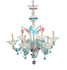 VENETIAN MURANO GLASS 6-LIGHT CHANDELIER