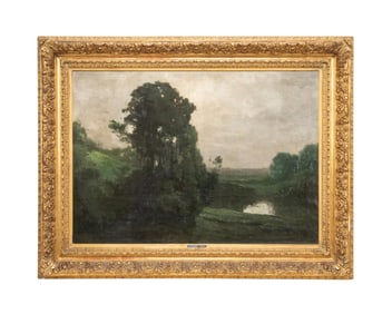 AUGUSTE POINTELIN, LARGE LANDSCAPE O/C - 1869