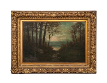 LARGE 19TH C. FRENCH LANDSCAPE O/C, SIGNED