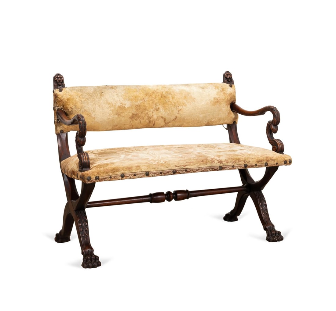 ITALIAN RENAISSANCE REVIVAL WALNUT SETTEE (1 of 6)