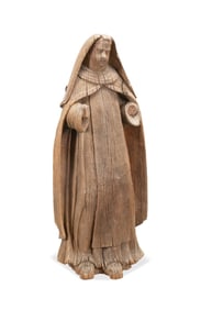 18TH C. ITALIAN WOODEN FIGURE OF A FEMALE SAINT