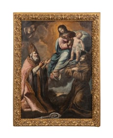 MONUMENTAL 19TH C ITALIAN O/C, ADORATION OF CHRIST