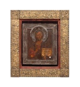 19TH C. EASTERN ORTHODOX CHRIST PANTOCRATOR ICON
