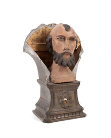 19TH C. CONTINENTAL MALE SAINT RELIQUARY BUST