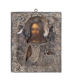 RUSSIAN ORTHODOX ICON, CHRIST PANTOCRATOR, 1865