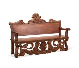 CONTINENTAL MAHOGANY MERMAID HALL BENCH