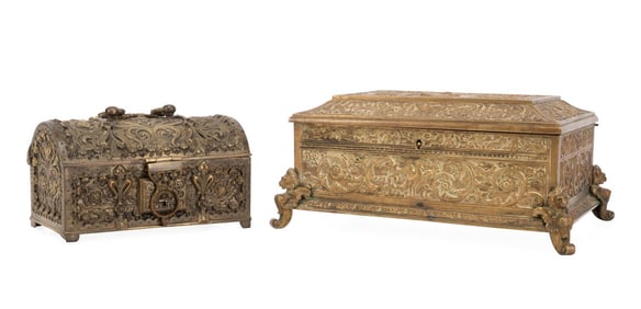 TWO CONTINENTAL BRONZE TABLETOP BOXES