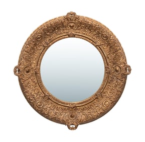 BAROQUE STYLE CIRCULAR GILTWOOD MIRROR
