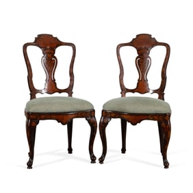 PAIR OF DUTCH MARQUETRY INLAID SIDE CHAIRS