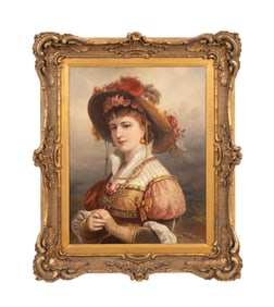 FRANZ RUSS II, PORTRAIT OF A LADY IN HAT O/C