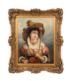 FRANZ RUSS II, PORTRAIT OF A LADY IN HAT O/C
