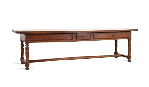 LARGE 19TH C. EUROPEAN ELM FARMHOUSE TABLE