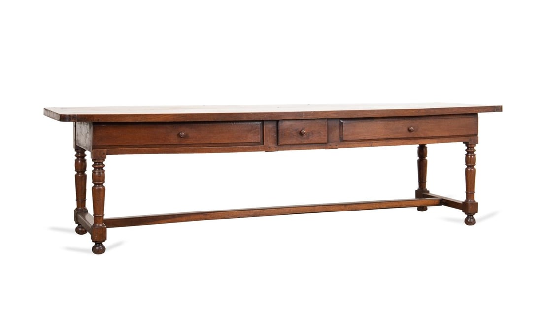 LARGE 19TH C. EUROPEAN ELM FARMHOUSE TABLE (1 of 7)