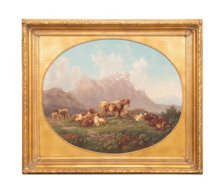 LOUIS (LUDWIG) REINHARDT THE BULL OIL ON CANVAS
