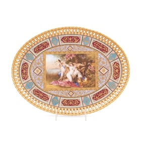 ROYAL VIENNA STYLE TRAY, SIGNED 'HANS MAKART'