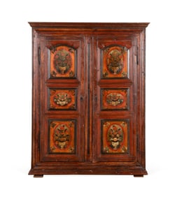 19TH C. CONTINENTAL POLYCHROME PAINTED ARMOIRE