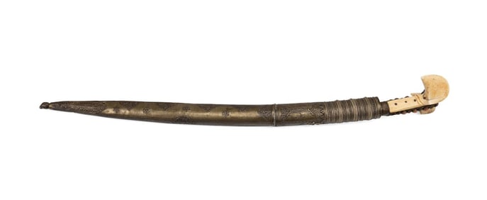 ANTIQUE OTTOMAN TURKISH YATAGHAN OR YATAGAN SWORD