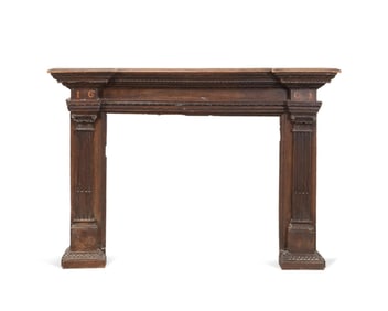 EUROPEAN BAROQUE OAK MANTEL, DATED 1601