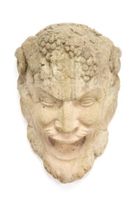 CAST STONE GARDEN BACCHUS WALL MOUNTED MASK