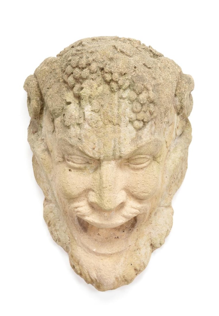 CAST STONE GARDEN BACCHUS WALL MOUNTED MASK (1 of 4)