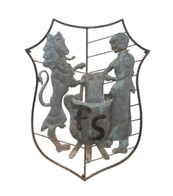 FRENCH IRON AND COPPER BREWER'S SIGN, C. 1880