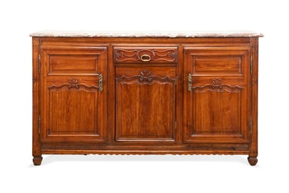 FRENCH MARBLE TOP CHERRY ENFILADE, C. 1890