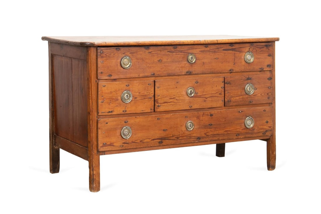 PROVINCIAL STYLE PINE CHEST OF DRAWERS (1 of 5)