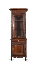 19TH C. LOUIS XV PROVINCIAL STYLE WALNUT VITRINE