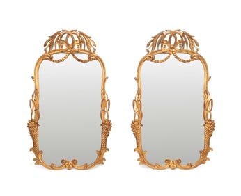 PAIR OF ITALIAN ROCOCO STYLE GILTWOOD MIRRORS