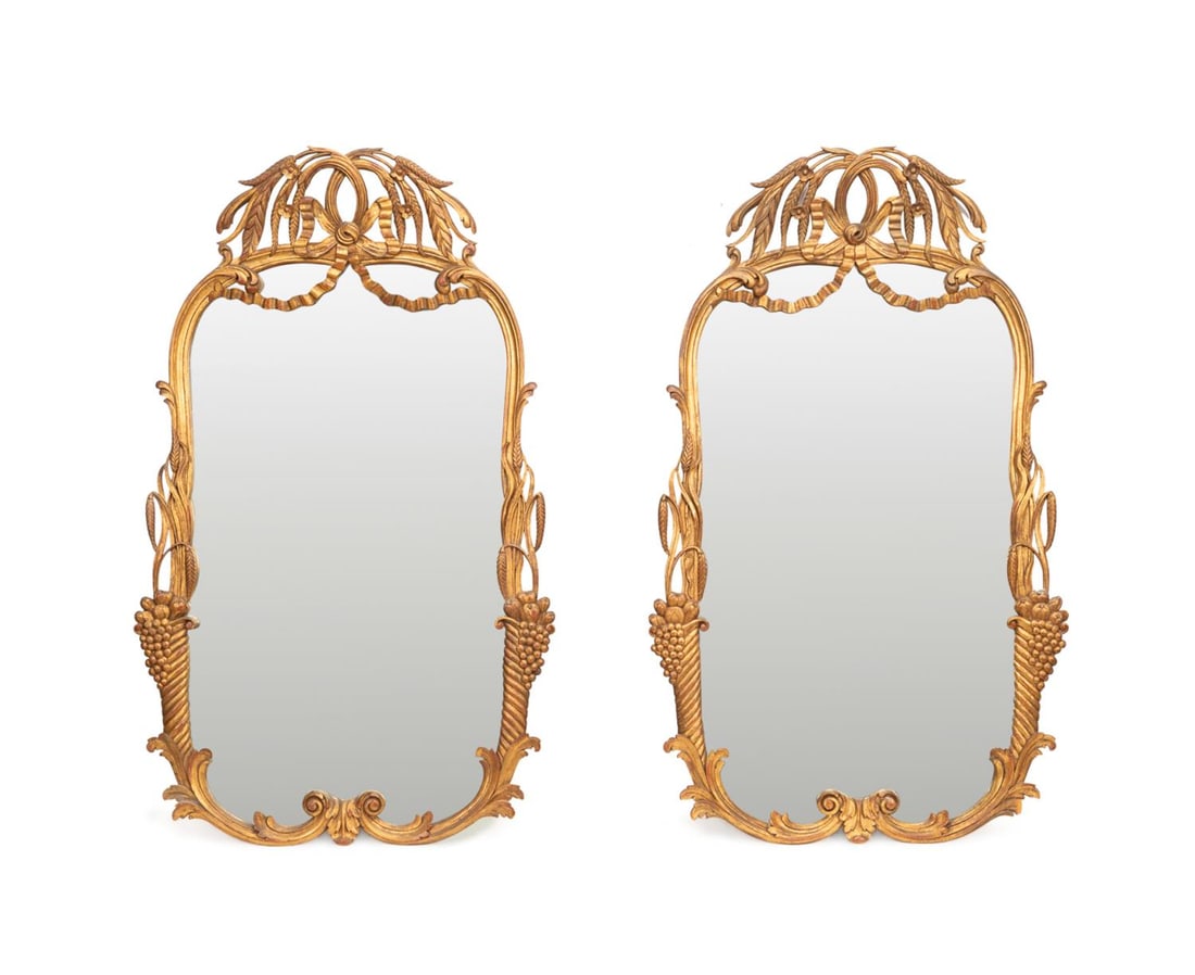 PAIR OF ITALIAN ROCOCO STYLE GILTWOOD MIRRORS (1 of 3)