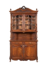 LOUIS XV REVIVAL OAK BUFFET A DEUX CORPS, C. 1900