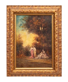 ADOLPHE J. T. MONTICELLI, WOMEN IN A MEADOW, O/P