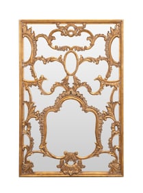 ITALIAN GILTWOOD ROCAILLE DECORATED WALL MIRROR