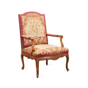 FRENCH REGENCE STYLE NEEDLEPOINT ARMCHAIR