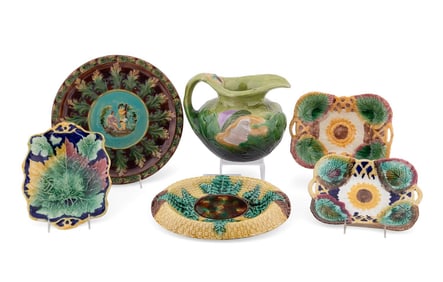 SIX PIECES, ASSORTED ITALIAN MAJOLICA TABLEWARE