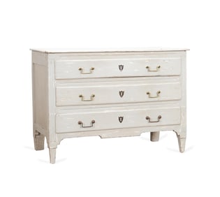 19TH C. GUSTAVIAN GRAY PAINTED CHEST OF DRAWERS