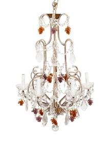 CRYSTAL AND GLASS 6-LIGHT GRAPE MOTIF CHANDELIER