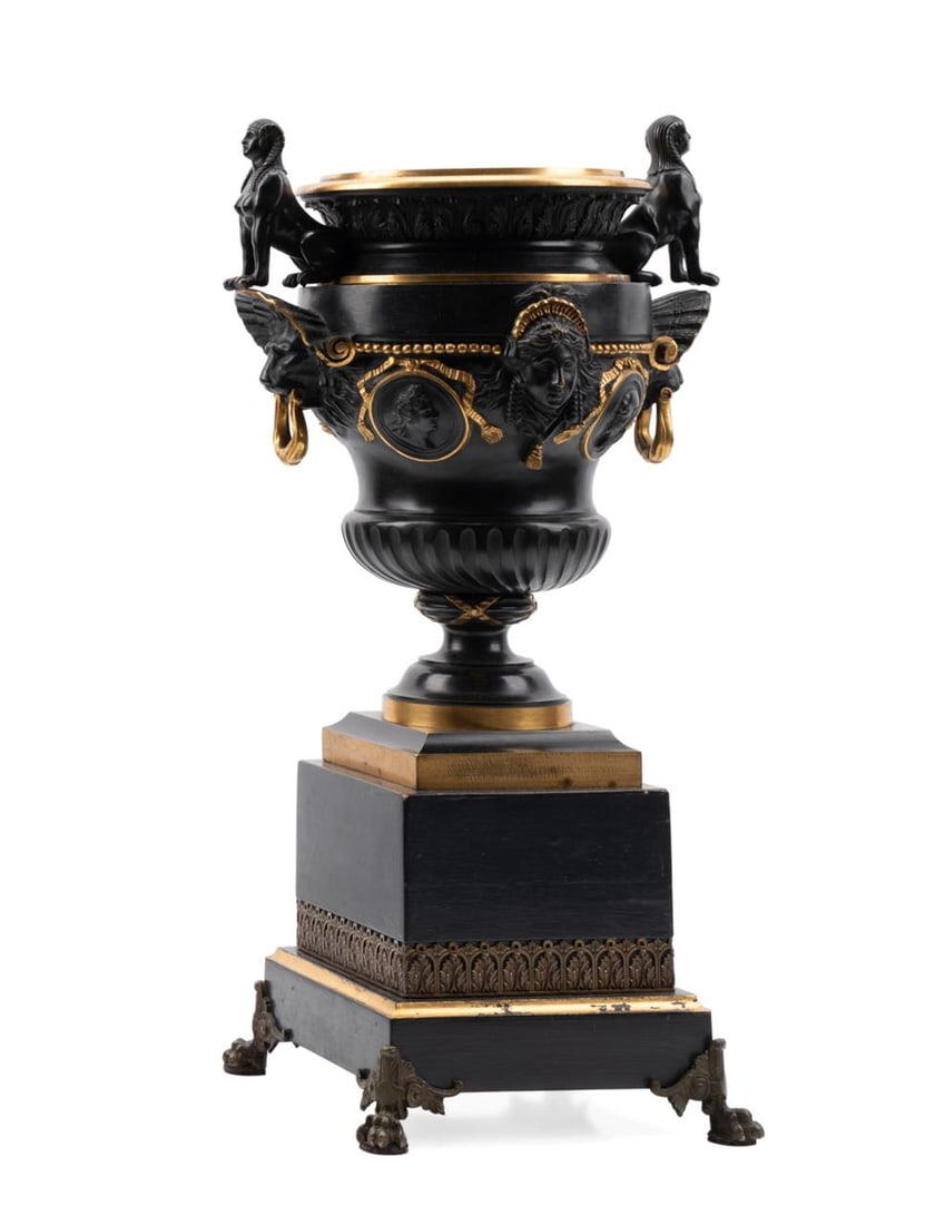 AFTER BALLIN, BRONZE EGYPTIAN REVIVAL URN, 19TH C. (1 of 8)