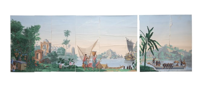 ZUBER ET CIE 'HINDUSTAN' SCENIC WALLPAPER