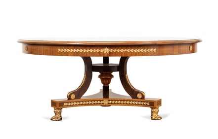 NEOCLASSICAL STYLE ROUND MARQUETRY DINING TABLE