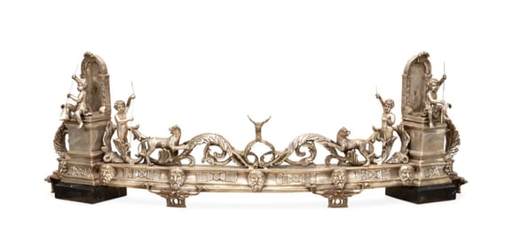 NEOCLASSICAL STYLE SILVERED BRONZE FIRE FENDER
