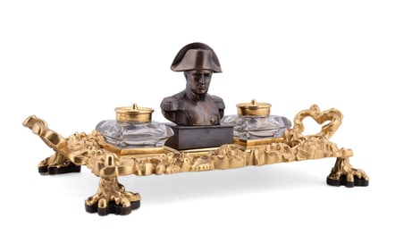 PATINATED GILT BRONZE NAPOLEONIC INKSTAND, C. 1870