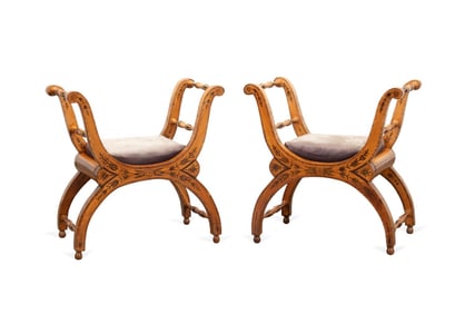 PAIR OF NEOCLASSICAL STYLE CURULE BENCHES