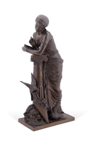 FRENCH SCHOOL BRONZE ALLEGORICAL MAIDEN