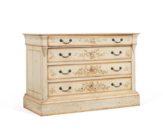 19TH C. CONTINENTAL PAINTED PINE COMMODE