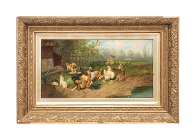 CONT. SCHOOL FARM ANIMALS OIL ON CANVAS